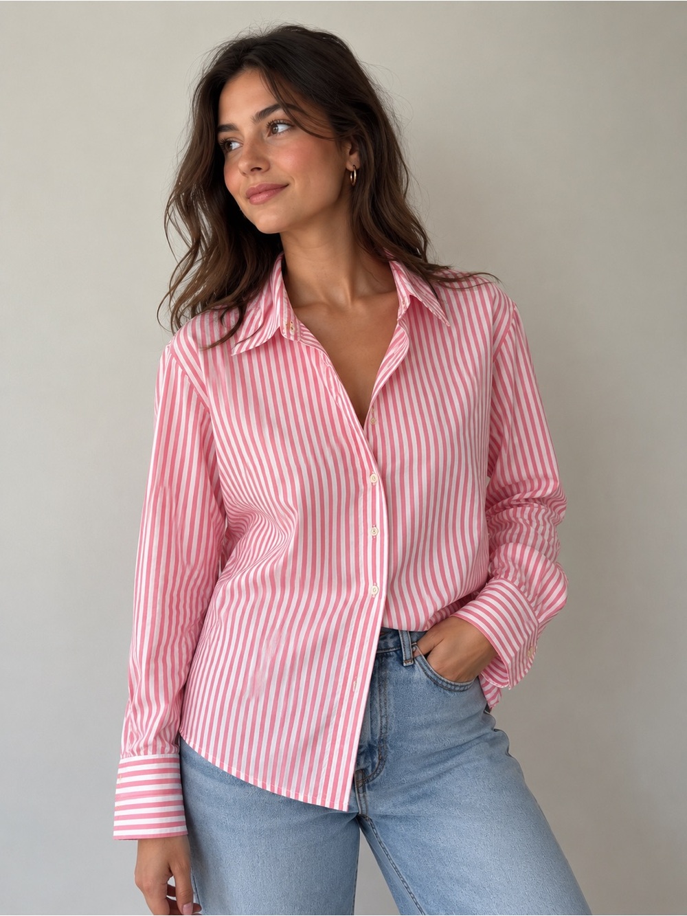 J.Crew Pink White Striped Cotton Button Down Shirt Slim Fit Large